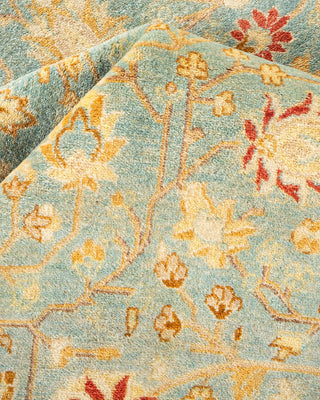 Traditional Mogul Light Blue Wool Area Rug 8' 1" x 10' 5" - Solo Rugs