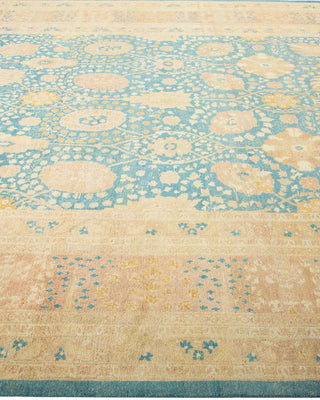 Traditional Mogul Light Blue Wool Area Rug 8' 2" x 10' 4" - Solo Rugs
