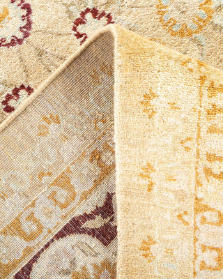 Traditional Mogul Yellow Wool Area Rug 6' 1" x 8' 9" - Solo Rugs