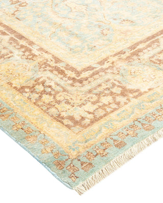 Traditional Mogul Light Blue Wool Area Rug 6' 1" x 9' 1" - Solo Rugs