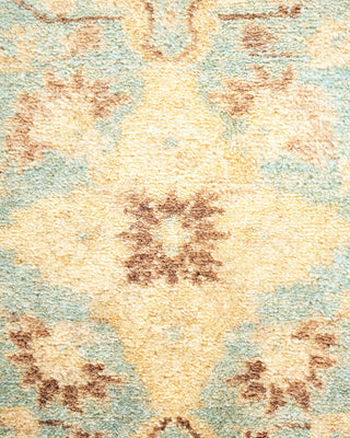 Traditional Mogul Light Blue Wool Area Rug 6' 1" x 9' 1" - Solo Rugs