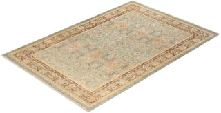 Traditional Mogul Light Blue Wool Area Rug 6' 1" x 9' 1" - Solo Rugs