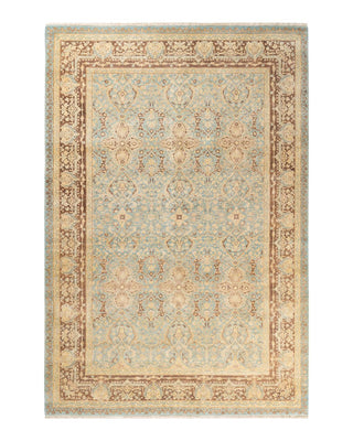 Traditional Mogul Light Blue Wool Area Rug 6' 1" x 9' 1" - Solo Rugs