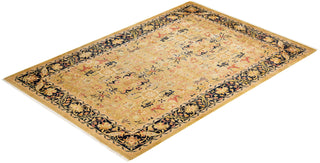 Traditional Mogul Green Wool Area Rug 6' 3" x 8' 10" - Solo Rugs