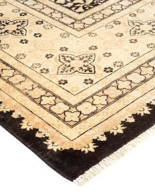 Traditional Mogul Black Wool Area Rug 6' 3" x 9' 2" - Solo Rugs