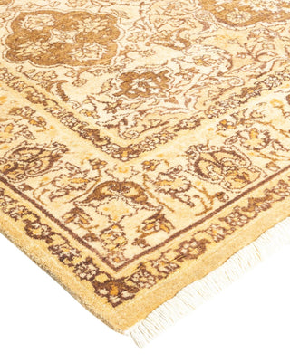 Traditional Mogul Yellow Wool Area Rug 4' 0" x 6' 1" - Solo Rugs