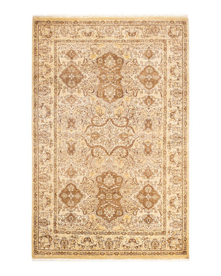 Traditional Mogul Yellow Wool Area Rug 4' 0" x 6' 1" - Solo Rugs