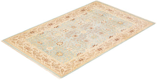 Traditional Mogul Light Blue Wool Area Rug 4' 2" x 6' 6" - Solo Rugs