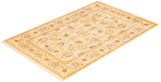 Traditional Mogul Ivory Wool Area Rug 4' 0" x 6' 3" - Solo Rugs