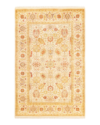 Traditional Mogul Ivory Wool Area Rug 4' 0" x 6' 3" - Solo Rugs