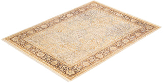 Traditional Mogul Ivory Wool Area Rug 4' 4" x 5' 10" - Solo Rugs