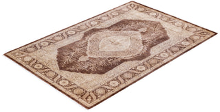 Traditional Mogul Brown Wool Area Rug 4' 2" x 6' 3" - Solo Rugs
