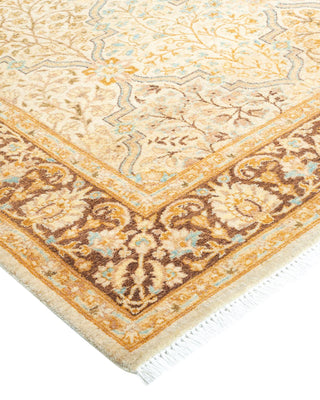 Traditional Mogul Ivory Wool Area Rug 3' 3" x 4' 9" - Solo Rugs