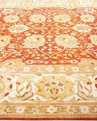 Contemporary Eclectic Orange Wool Area Rug 9' 1" x 11' 7" - Solo Rugs
