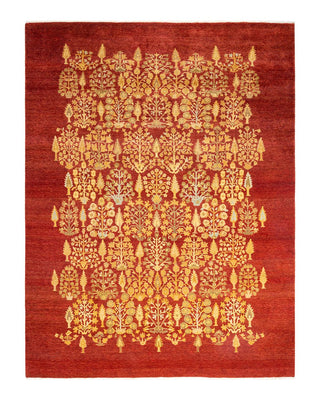 Contemporary Eclectic Red Wool Area Rug 8' 1" x 10' 8" - Solo Rugs