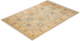 Contemporary Eclectic Light Blue Wool Area Rug 6' 1" x 8' 10" - Solo Rugs