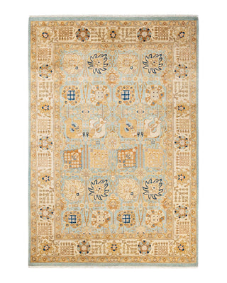 Contemporary Eclectic Light Blue Wool Area Rug 6' 1" x 8' 10" - Solo Rugs