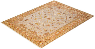 Contemporary Eclectic Yellow Wool Area Rug 6' 4" x 9' 2" - Solo Rugs
