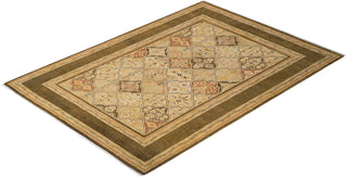 Contemporary Eclectic Green Wool Area Rug 6' 0" x 8' 5" - Solo Rugs