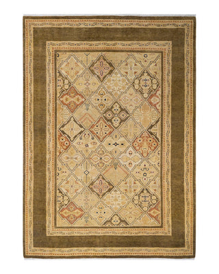 Contemporary Eclectic Green Wool Area Rug 6' 0" x 8' 5" - Solo Rugs