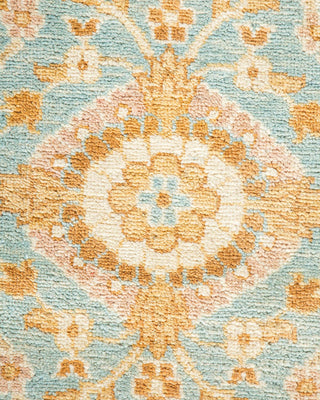 Contemporary Eclectic Light Blue Wool Area Rug 6' 1" x 9' 4" - Solo Rugs