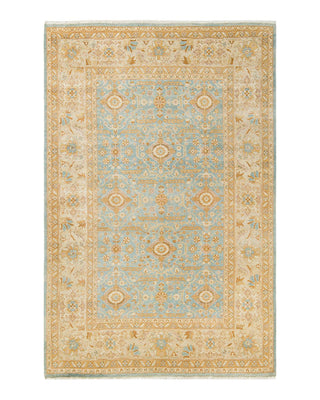 Contemporary Eclectic Light Blue Wool Area Rug 6' 1" x 9' 4" - Solo Rugs