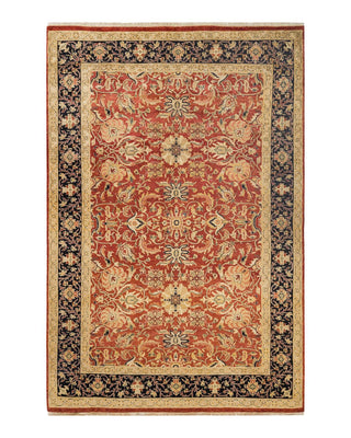 Contemporary Eclectic Orange Wool Area Rug 6' 0" x 8' 9" - Solo Rugs