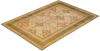 Contemporary Eclectic Green Wool Area Rug 6' 0" x 8' 7" - Solo Rugs