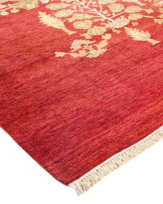 Contemporary Eclectic Red Wool Area Rug 6' 1" x 9' 1" - Solo Rugs