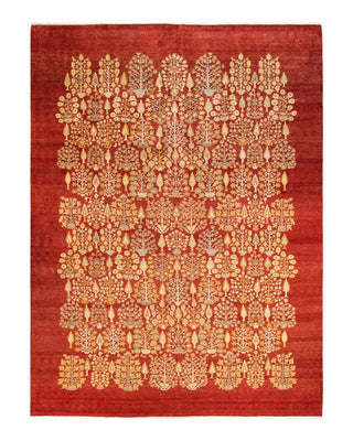 Contemporary Eclectic Orange Wool Area Rug 10' 0" x 13' 6" - Solo Rugs