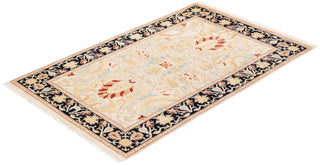 Traditional Mogul Ivory Wool Area Rug 4' 0" x 6' 4" - Solo Rugs