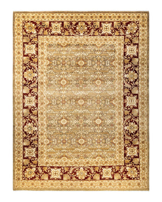Contemporary Eclectic Green Wool Area Rug 9' 1" x 12' 0" - Solo Rugs