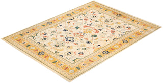 Contemporary Eclectic Ivory Wool Area Rug 9' 1" x 12' 4" - Solo Rugs