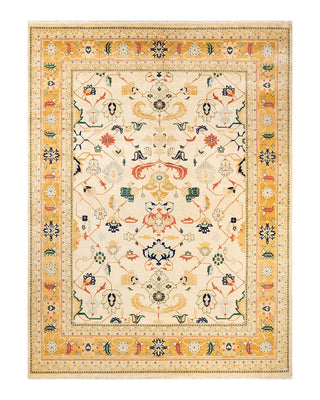 Contemporary Eclectic Ivory Wool Area Rug 9' 1" x 12' 4" - Solo Rugs