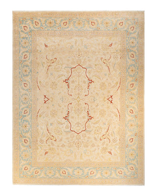 Contemporary Eclectic Ivory Wool Area Rug 9' 1" x 12' 3" - Solo Rugs