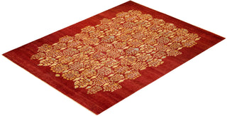 Contemporary Eclectic Orange Wool Area Rug 9' 1" x 12' 1" - Solo Rugs