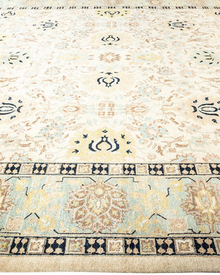 Contemporary Eclectic Ivory Wool Area Rug 9' 2" x 12' 3" - Solo Rugs