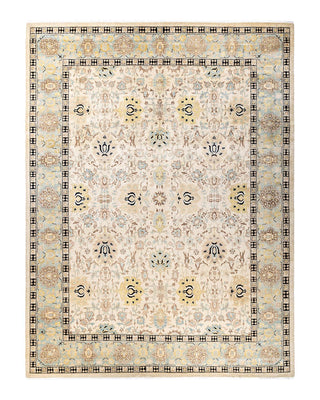 Contemporary Eclectic Ivory Wool Area Rug 9' 2" x 12' 3" - Solo Rugs