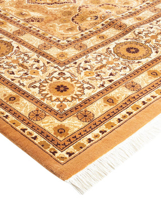 Traditional Mogul Yellow Wool Area Rug 8' 1" x 10' 5" - Solo Rugs