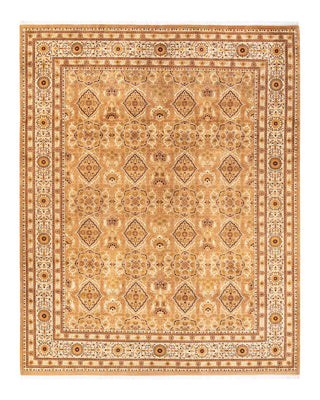 Traditional Mogul Yellow Wool Area Rug 8' 1" x 10' 5" - Solo Rugs