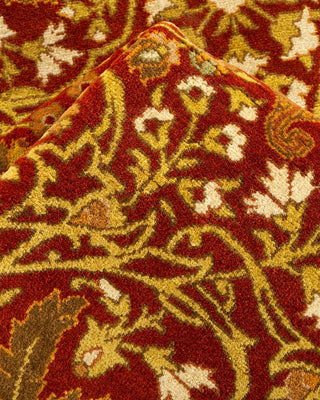 Traditional Mogul Orange Wool Round Area Rug 5' 1" x 7' 7" - Solo Rugs