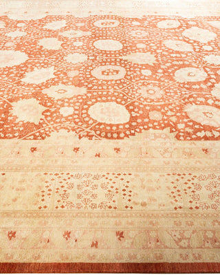 Traditional Mogul Orange Wool Area Rug 10' 5" x 13' 5" - Solo Rugs