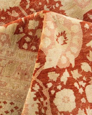 Traditional Mogul Orange Wool Area Rug 10' 5" x 13' 5" - Solo Rugs