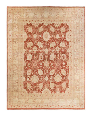 Traditional Mogul Orange Wool Area Rug 10' 5" x 13' 5" - Solo Rugs