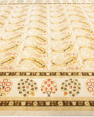 Traditional Mogul Ivory Wool Area Rug 9' 2" x 12' 1" - Solo Rugs