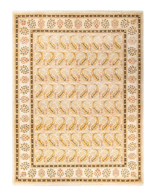 Traditional Mogul Ivory Wool Area Rug 9' 2" x 12' 1" - Solo Rugs