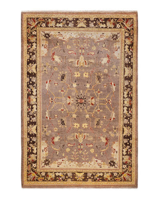Contemporary Eclectic Beige Wool Area Rug 6' 3" x 9' 5" - Solo Rugs