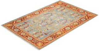 Contemporary Eclectic Light Blue Wool Area Rug 6' 0" x 9' 2" - Solo Rugs