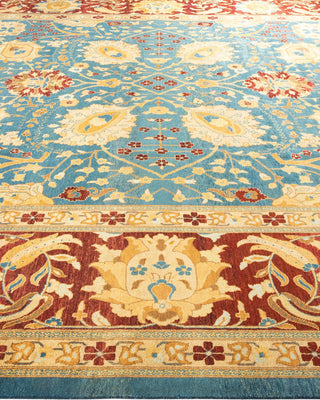 Contemporary Eclectic Blue Wool Area Rug 12' 1" x 17' 3" - Solo Rugs