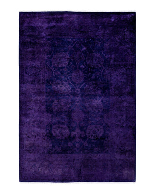 Contemporary Fine Vibrance Purple Wool Area Rug 4' 3" x 6' 1" - Solo Rugs